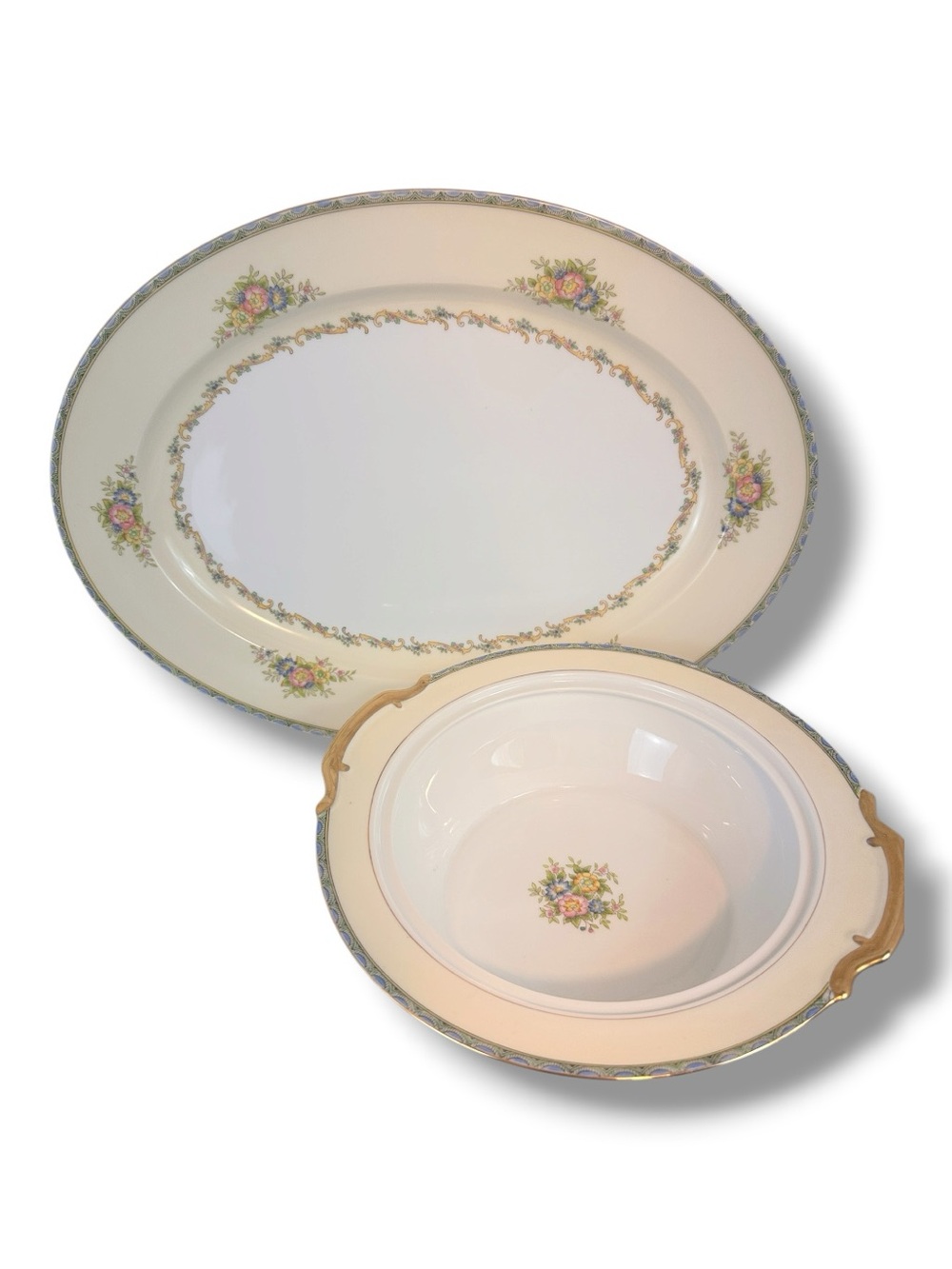 Vintage Noritake Aubery Fine China Set Platter Bowl Flowers